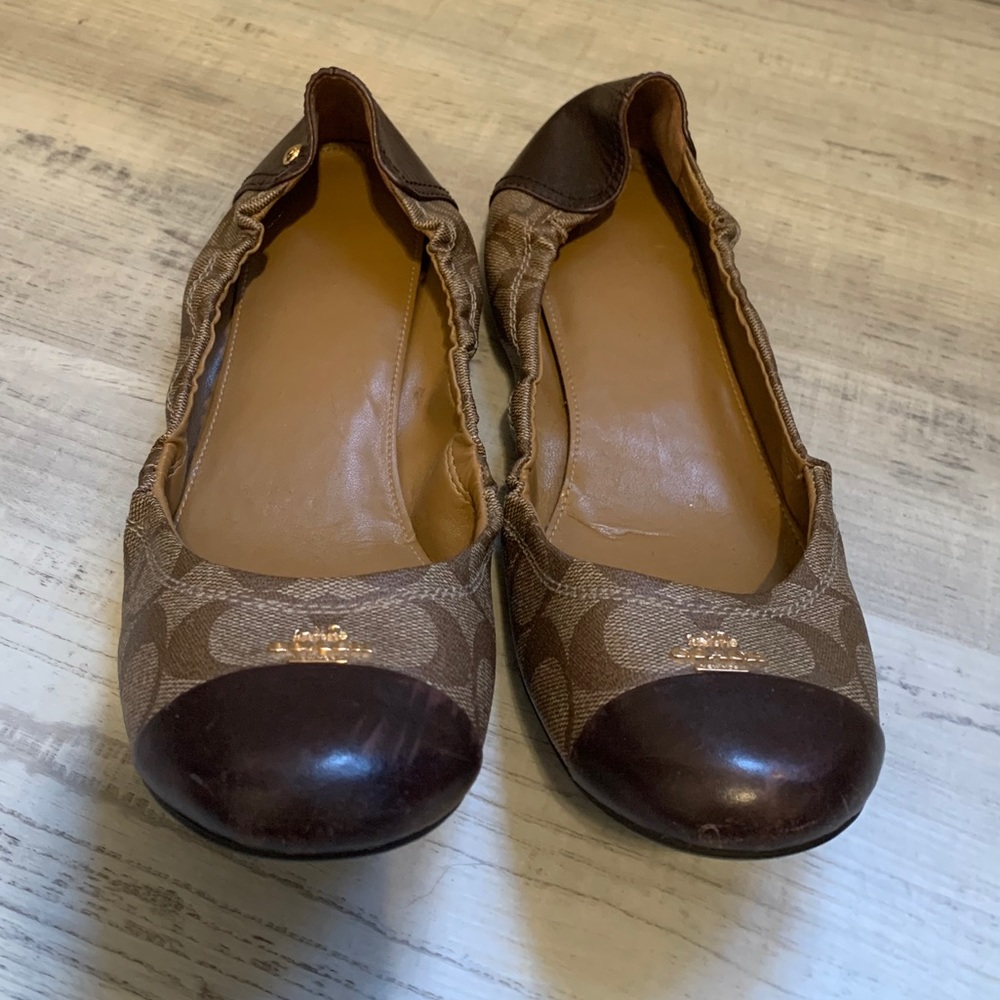 Coach Classic Print Flat with Brown Toe and Heal